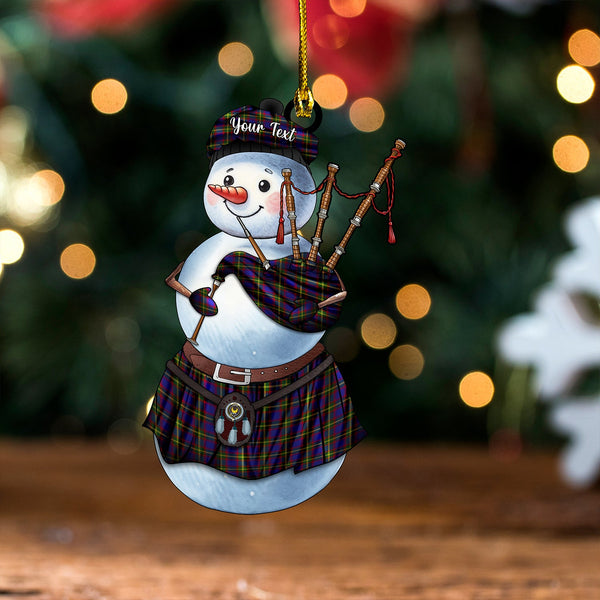 Durie Clan Badge Tartan Wood Acrylic Ornament Snowman Bagpipe Personalized