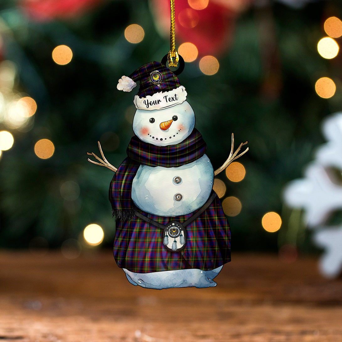 Durie Clan Badge Tartan Wood Acrylic Ornament Snowman Warrior Personalized