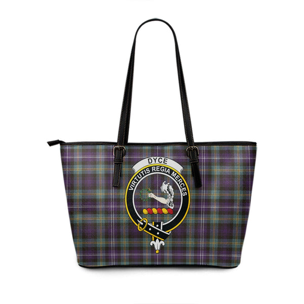 Dyce Weathered Clan Badge Tartan Leather Tote Bag