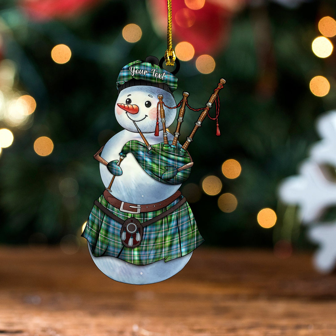 Dyer Ancient Tartan Wood Acrylic Ornament Snowman Bagpipe Personalized