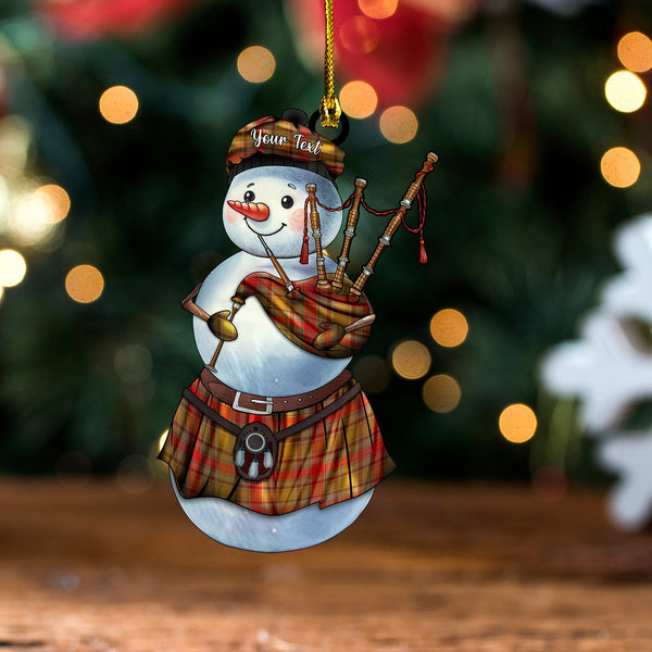 Ebronen Modern Tartan Wood Acrylic Ornament Snowman Bagpipe Personalized