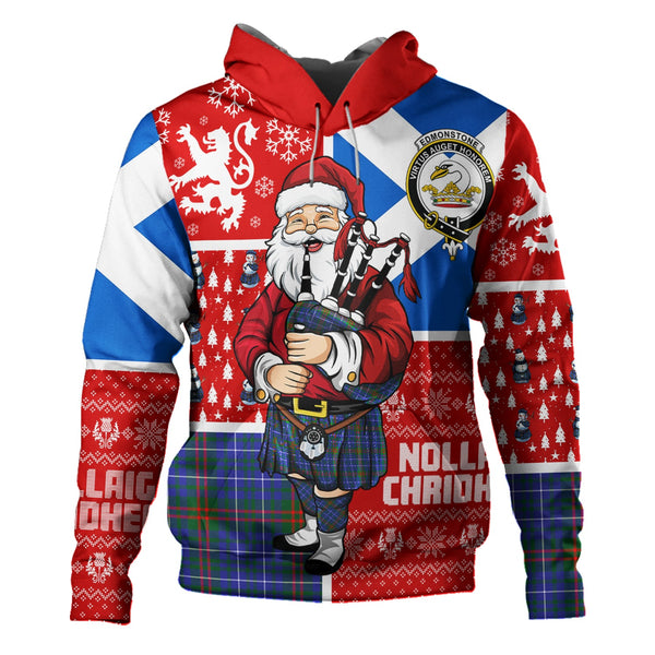 Edmonstone Clan Badge Tartan Hoodie Scotland Christmas Santa