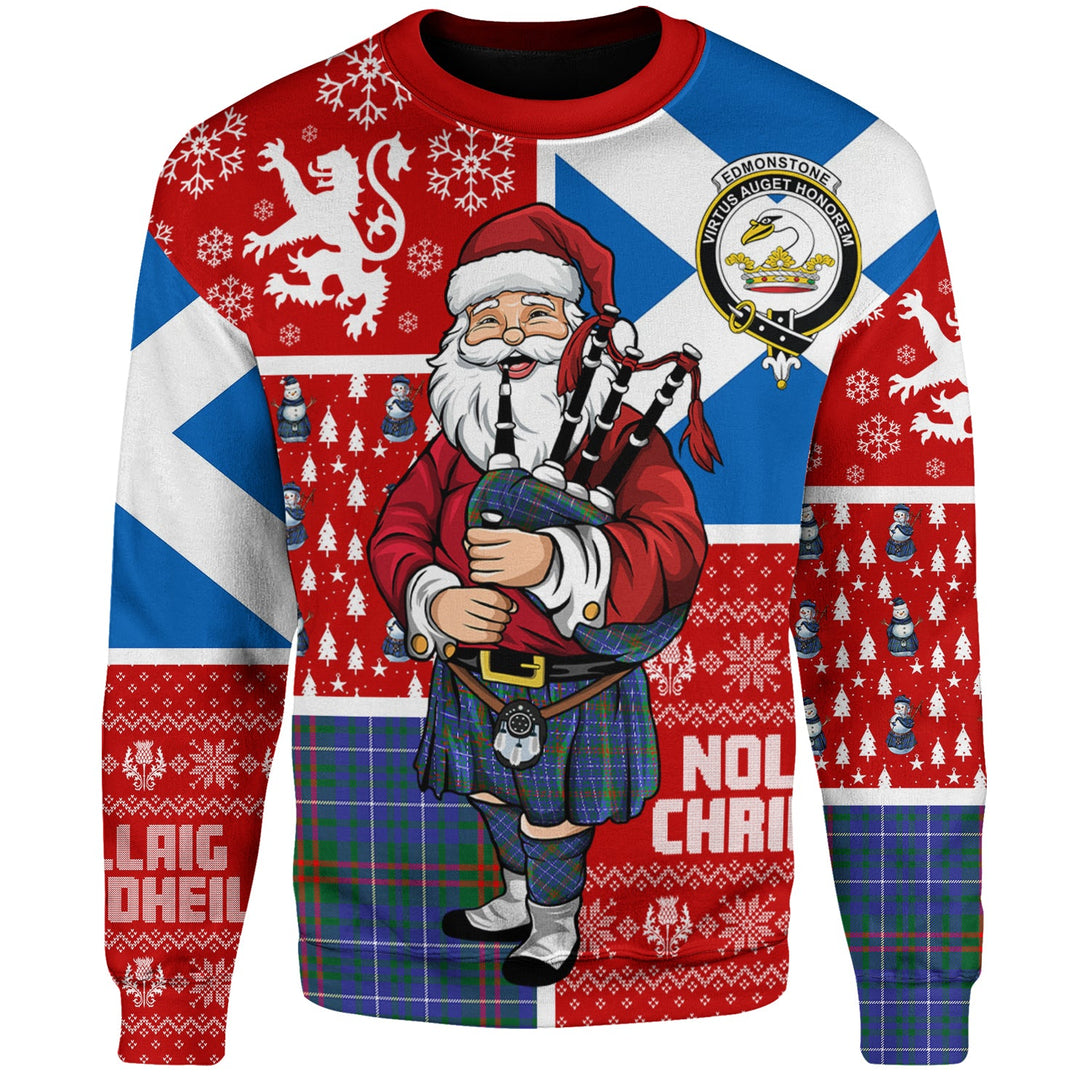 Edmonstone Clan Badge Tartan Sweatshirt Scotland Christmas Santa