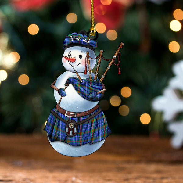 Edmonstone Clan Badge Tartan Wood Acrylic Ornament Snowman Bagpipe Personalized