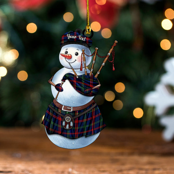 Eglinton District (Montgomery of Ayrshire) Modern Clan Badge Tartan Wood Acrylic Ornament Snowman Bagpipe Personalized