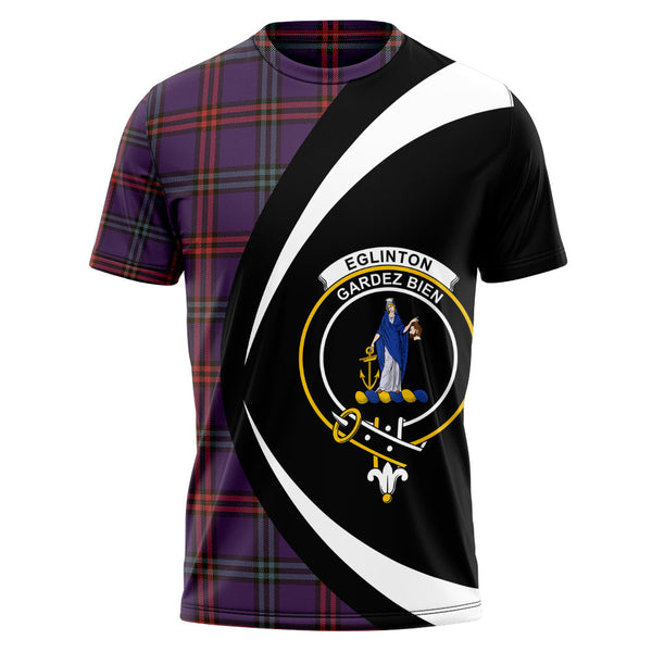 Eglinton District (Montgomery of Ayrshire) Weathered Clan Badge Tartan T-Shirt Circle Style Personalized