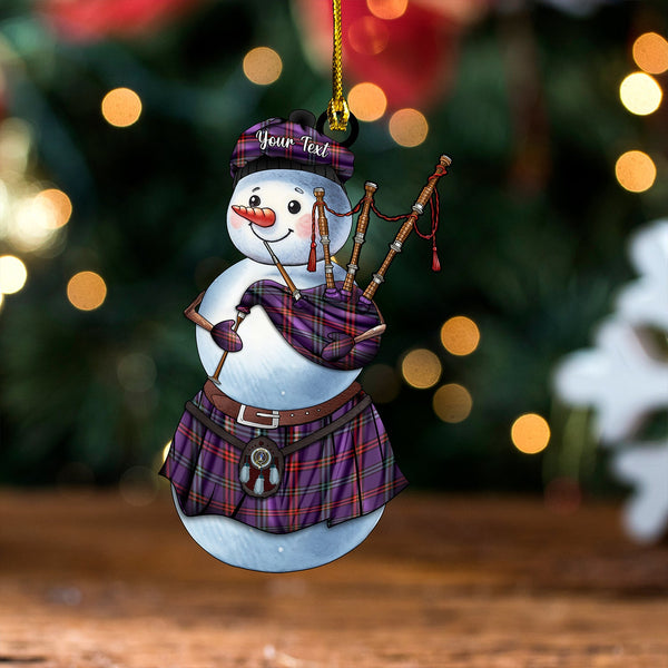 Eglinton District (Montgomery of Ayrshire) Weathered Clan Badge Tartan Wood Acrylic Ornament Snowman Bagpipe Personalized