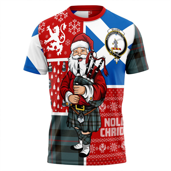 Elliot (Ellot) Weathered Clan Badge Tartan T-Shirt Scotland Christmas Santa