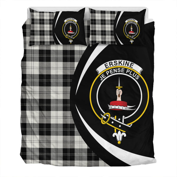 Erskine Black & White Clan Badge Tartan Bedding Set Circle Style