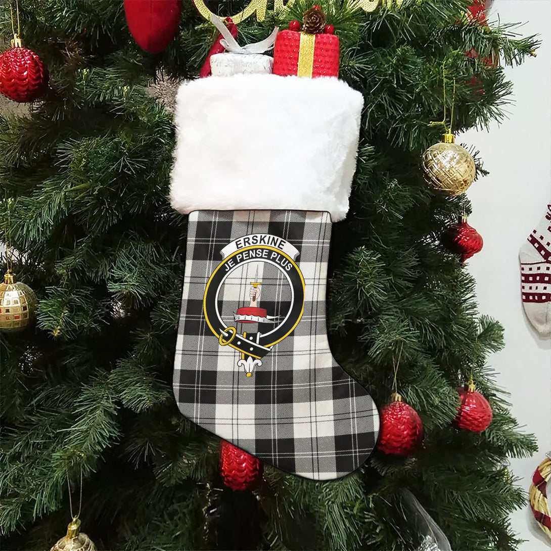 Erskine Black & White Clan Badge Tartan Christmas Stocking