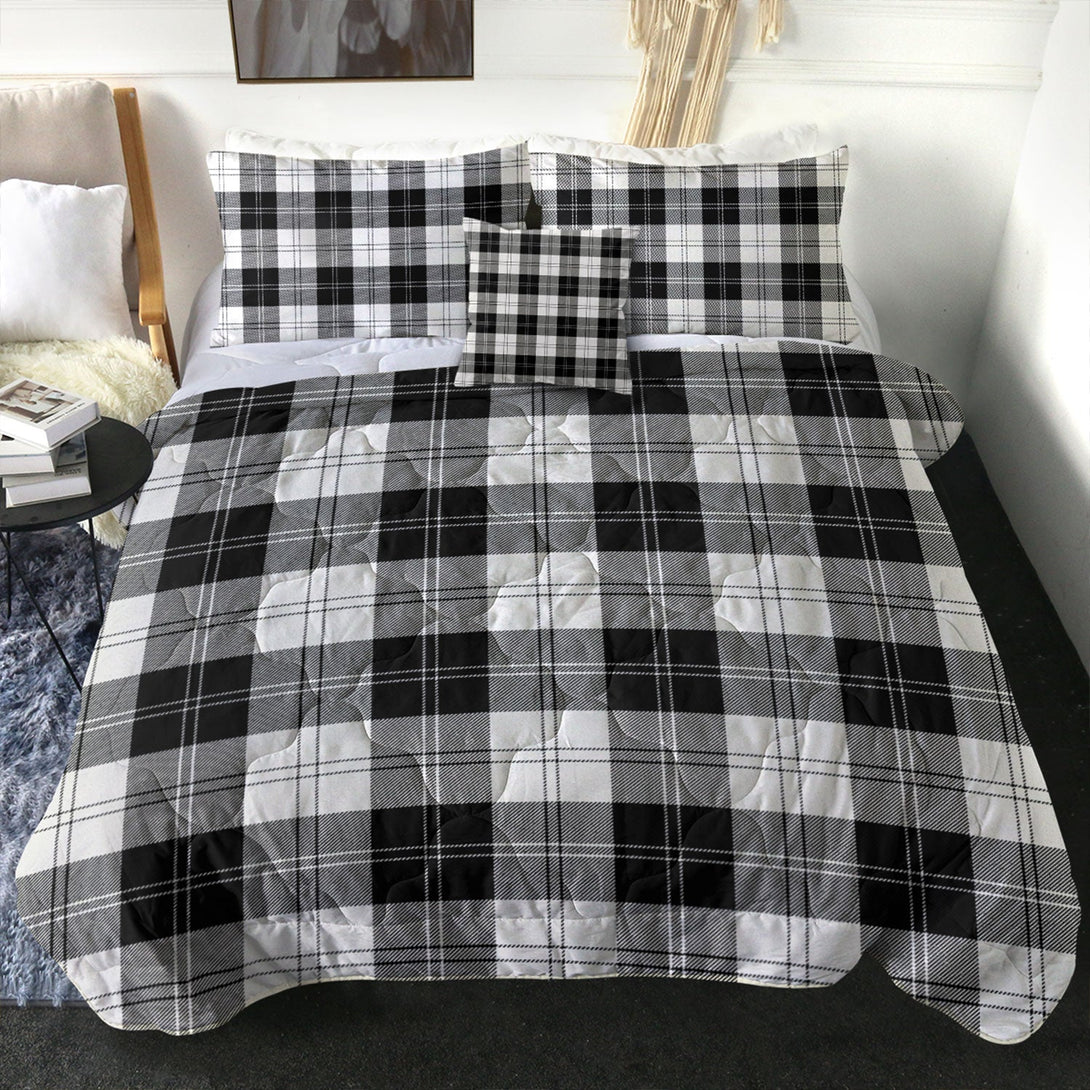 Erskine Black & White Clan Badge Tartan Comforter