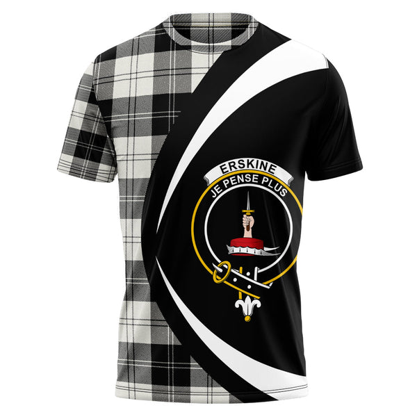 Erskine Black & White Clan Badge Tartan T-Shirt Circle Style Personalized