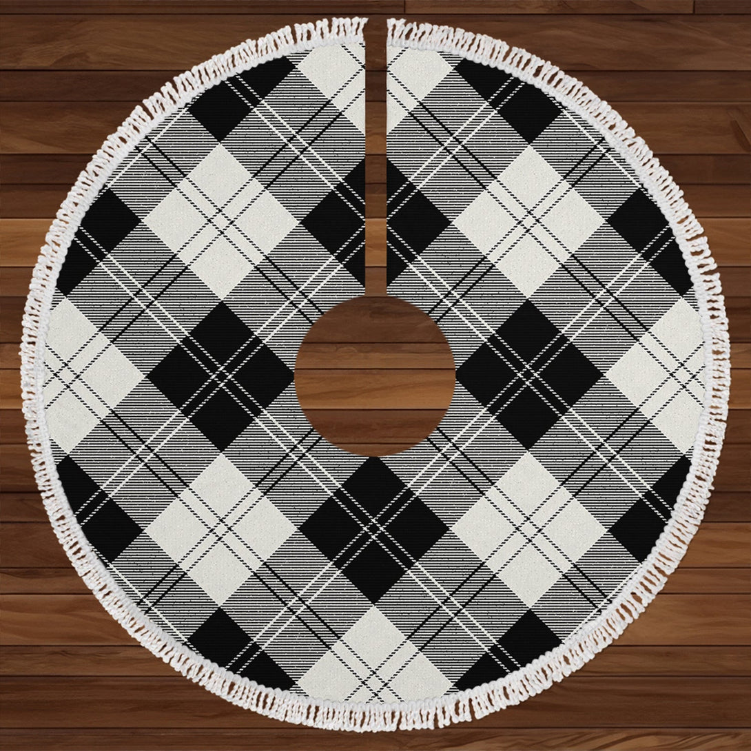 Erskine Black - White Tartan Christmas Tree Skirt