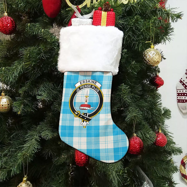 Erskine Blue Clan Badge Tartan Christmas Stocking