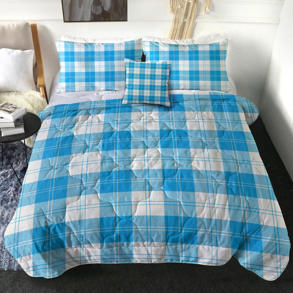 Erskine Blue Clan Badge Tartan Comforter