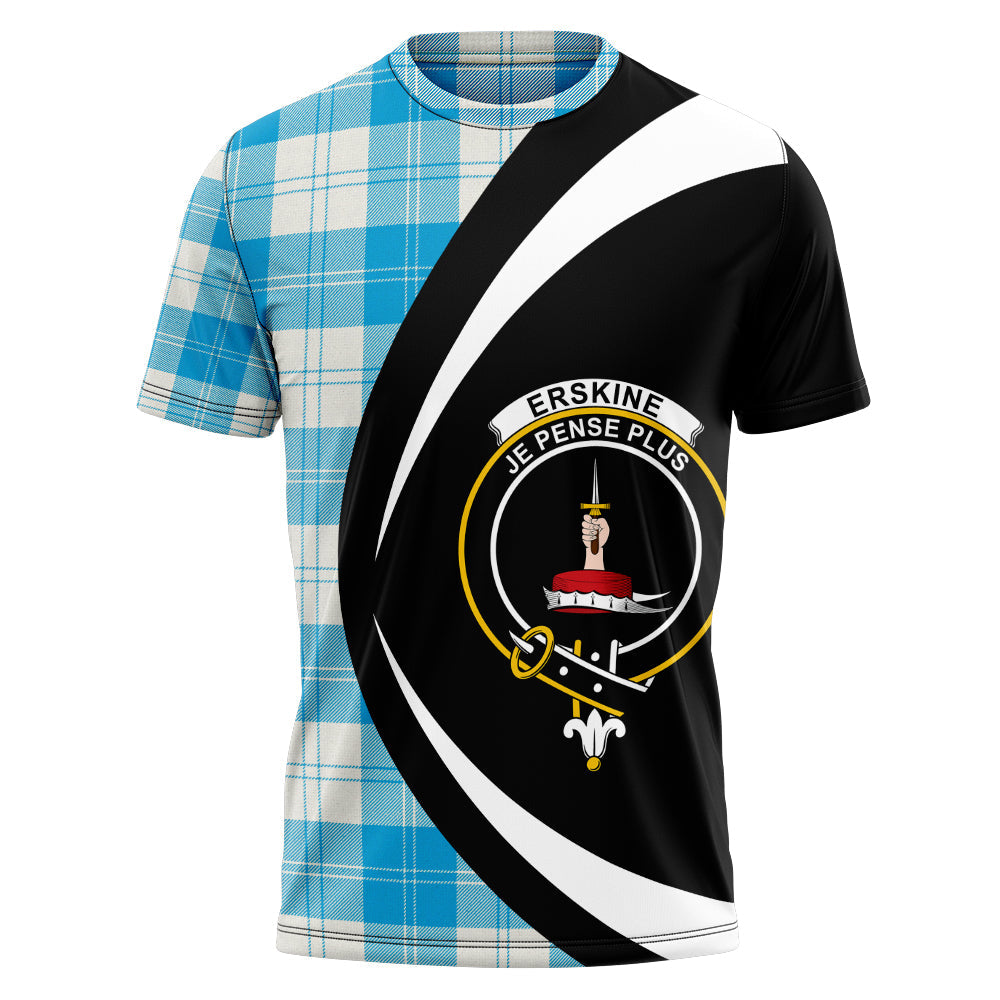 Erskine Blue Clan Badge Tartan T-Shirt Circle Style Personalized