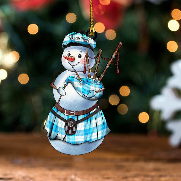 Erskine Blue Clan Badge Tartan Wood Acrylic Ornament Snowman Bagpipe Personalized