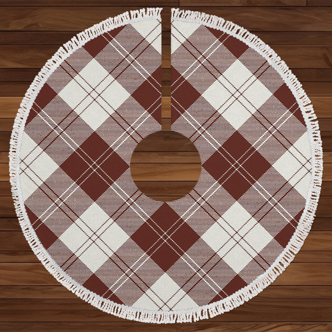 Erskine Burgundy Clan Badge Tartan Christmas Tree Skirt