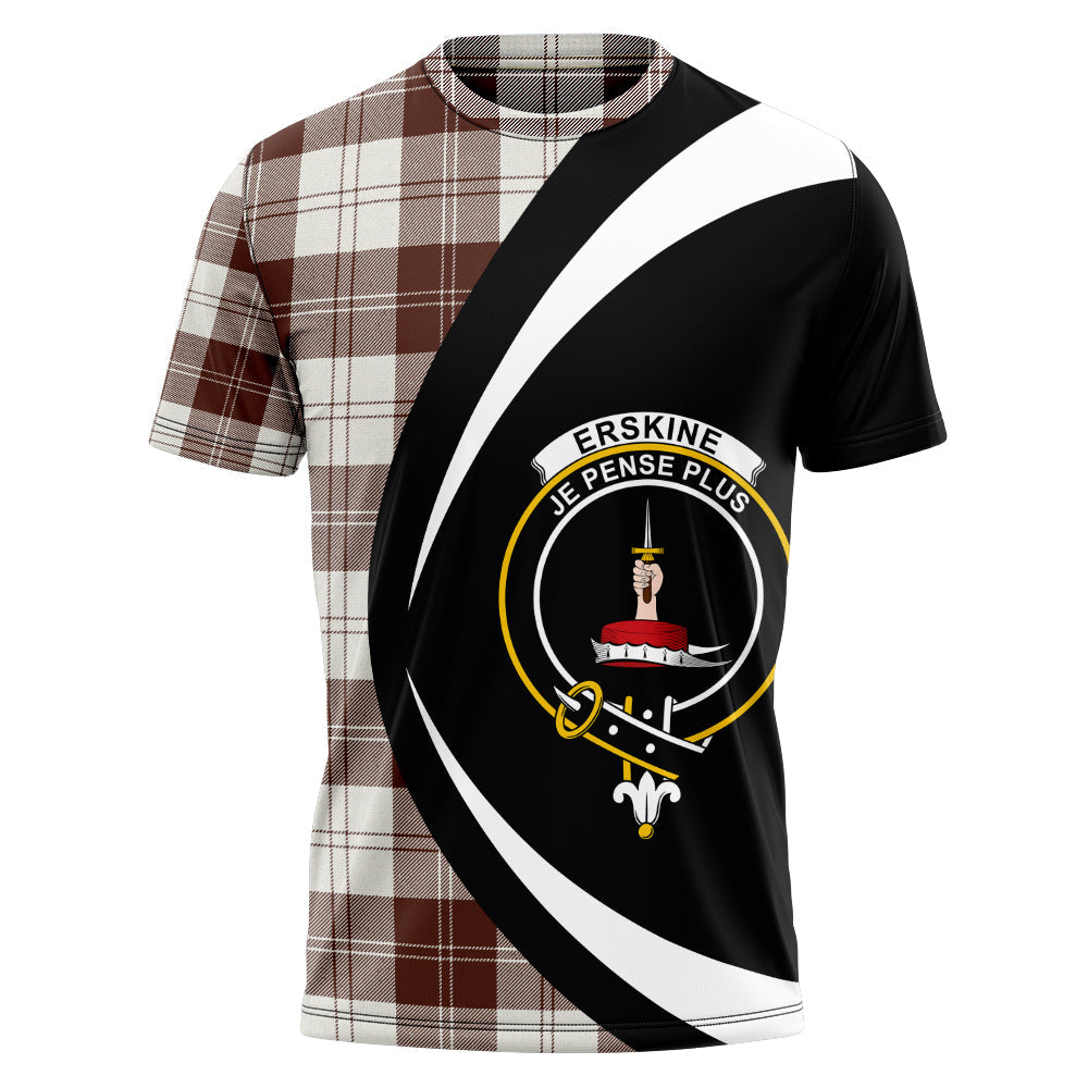 Erskine Burgundy Clan Badge Tartan T-Shirt Circle Style Personalized