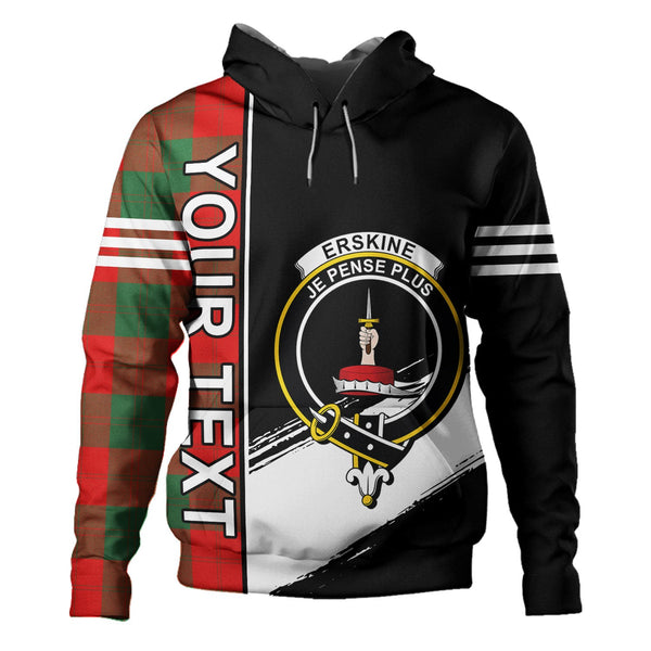 Erskine Clan Badge Tartan Hoodie Quarter Style Personalized