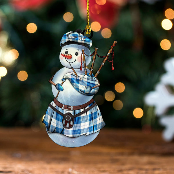 Erskine Dress Dance Blue Ancient Tartan Wood Acrylic Ornament Snowman Bagpipe Personalized