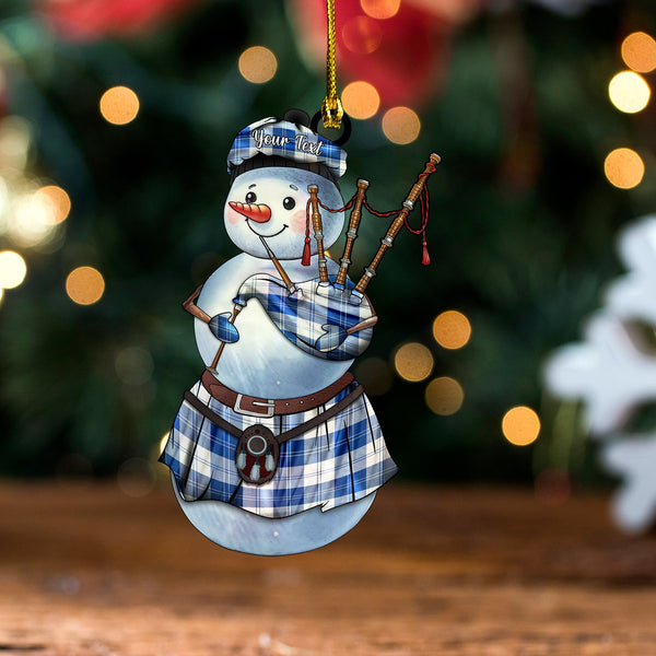 Erskine Dress Dance Blue Modern Tartan Wood Acrylic Ornament Snowman Bagpipe Personalized