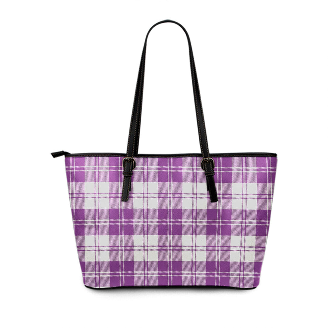 Erskine Dress Purple Tartan Leather Tote Bag