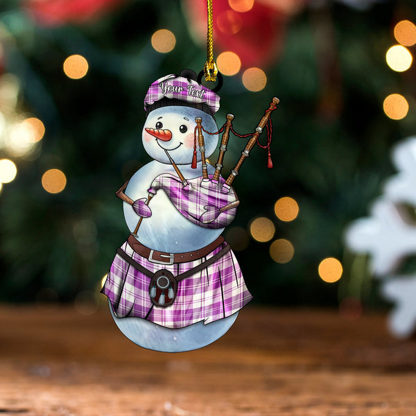 Erskine Dress Purple Tartan Wood Acrylic Ornament Snowman Bagpipe Personalized