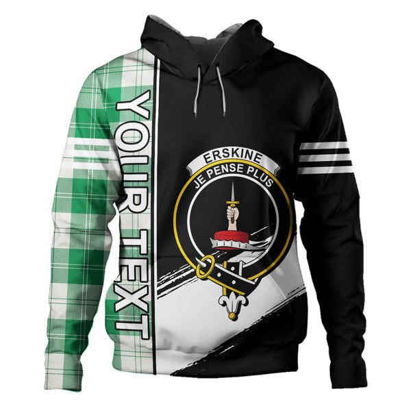 Erskine Green Clan Badge Tartan Hoodie Quarter Style Personalized