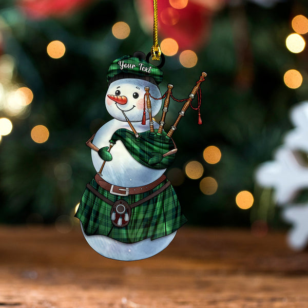 Erskine Hunting Modern Tartan Wood Acrylic Ornament Snowman Bagpipe Personalized