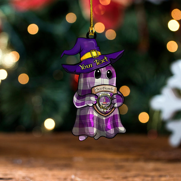 Erskine Purple Clan Badge Tartan Wood Acrylic Ornament Halloween Ghost