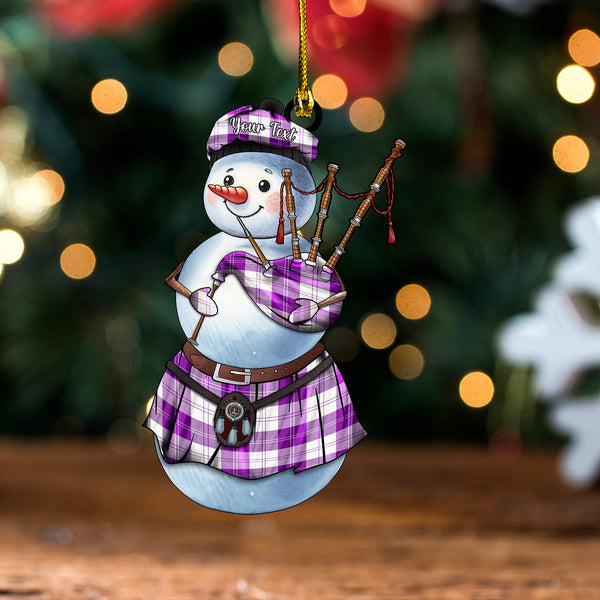 Erskine Purple Clan Badge Tartan Wood Acrylic Ornament Snowman Bagpipe Personalized