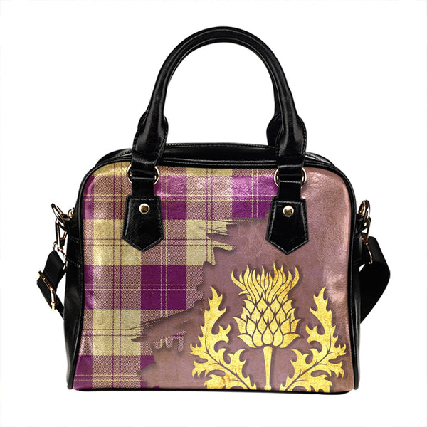 Erskine Purple Tartan Shoulder Handbag Thistle Oldest Style