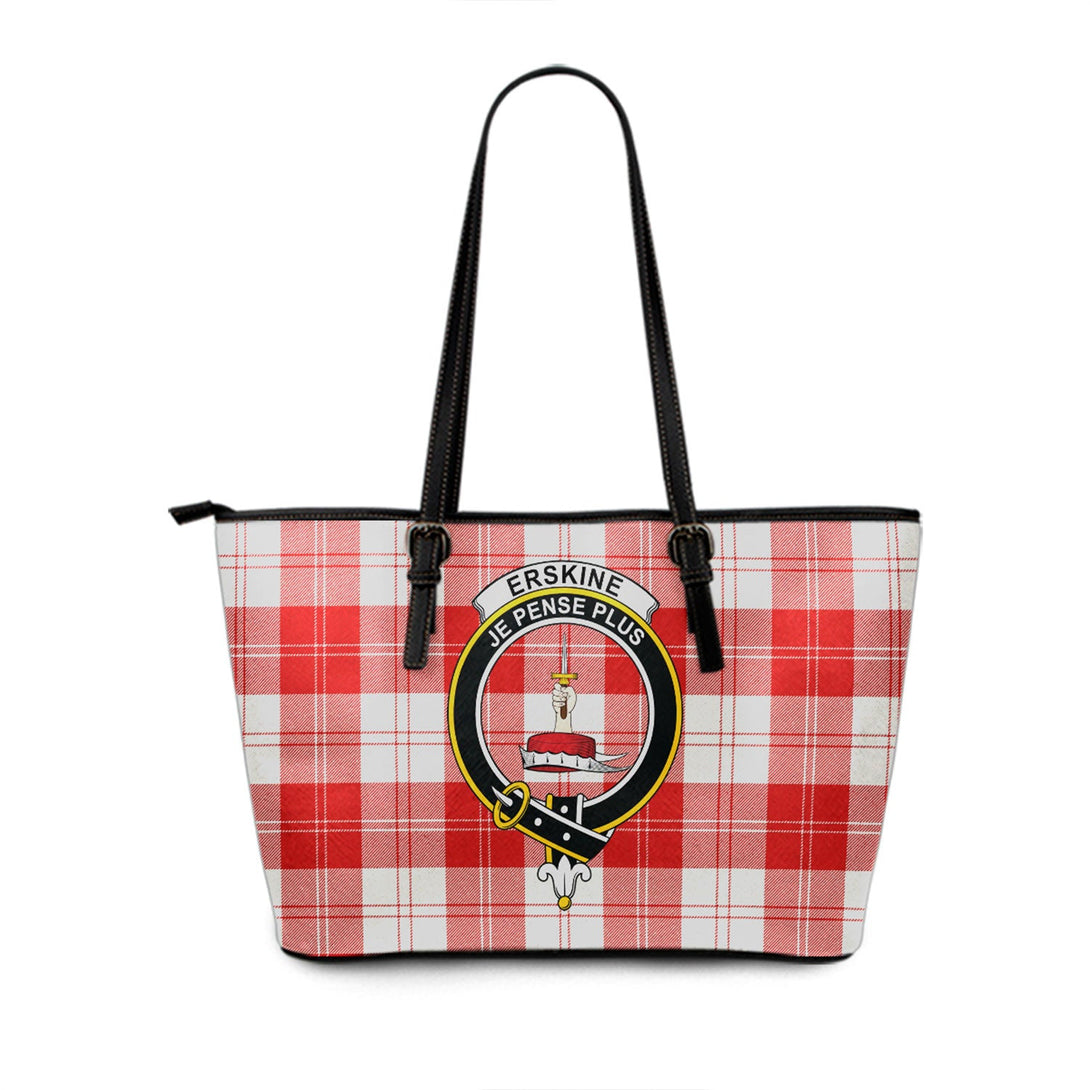 Erskine Red Clan Badge Tartan Leather Tote Bag