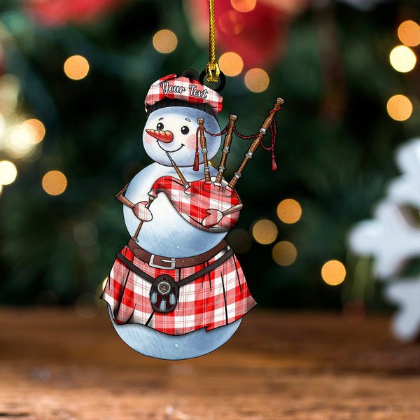 Erskine Red Clan Badge Tartan Wood Acrylic Ornament Snowman Bagpipe Personalized