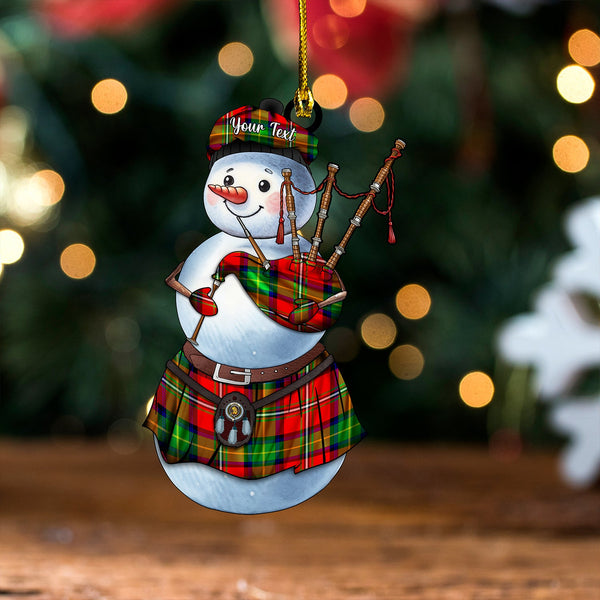 Fairlie Modern Clan Badge Tartan Wood Acrylic Ornament Snowman Bagpipe Personalized