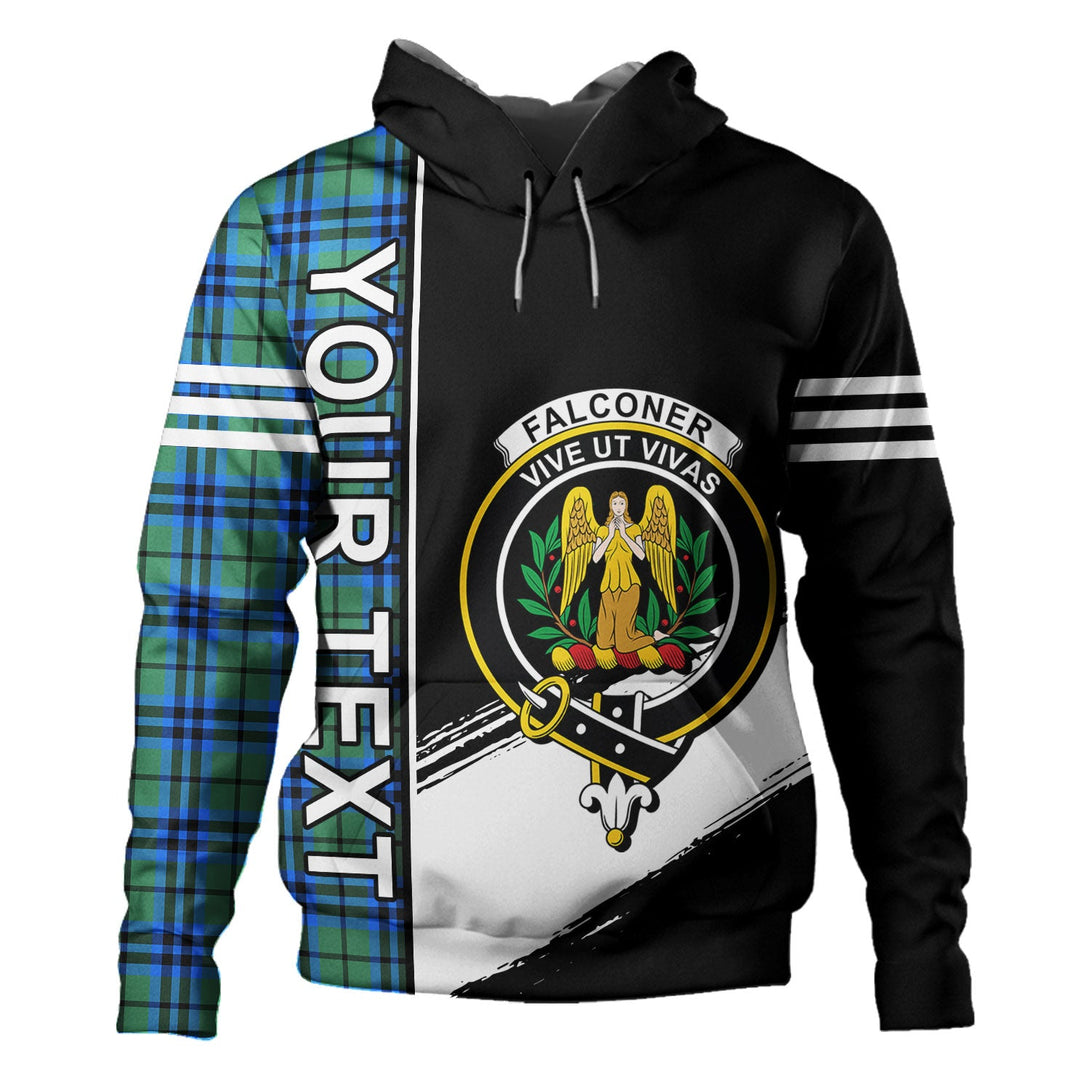 Falconer Clan Badge Tartan Hoodie Quarter Style Personalized