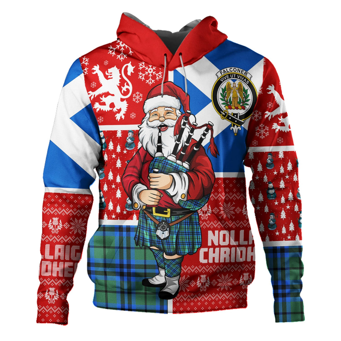 Falconer Clan Badge Tartan Hoodie Scotland Christmas Santa