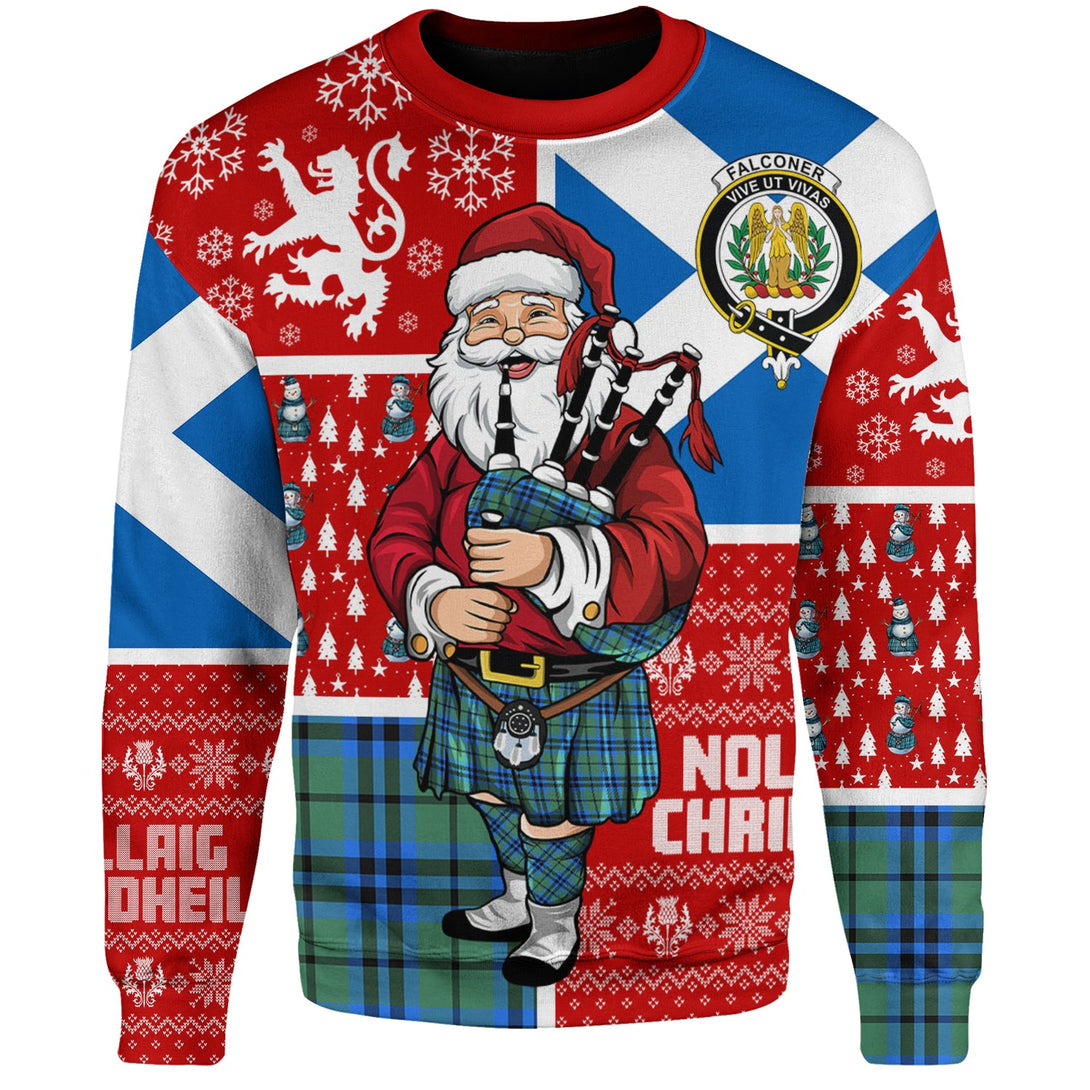 Falconer Clan Badge Tartan Sweatshirt Scotland Christmas Santa