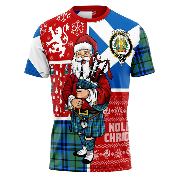 Falconer Clan Badge Tartan T-Shirt Scotland Christmas Santa