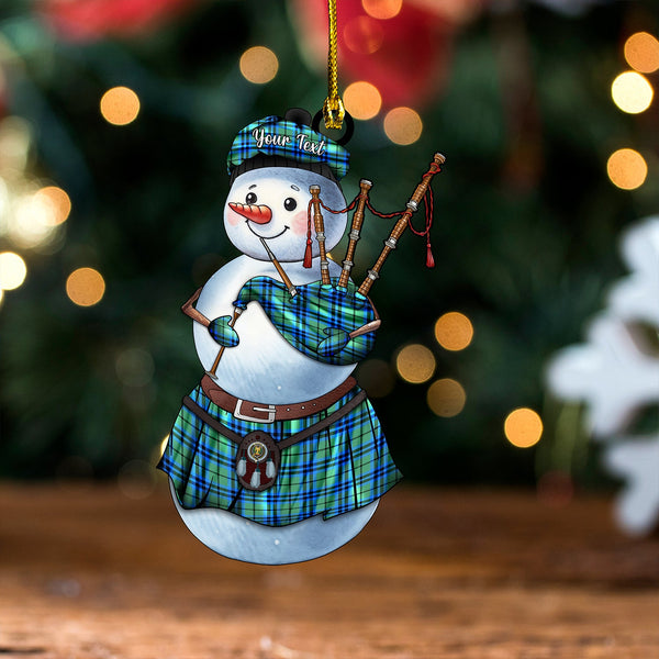 Falconer Clan Badge Tartan Wood Acrylic Ornament Snowman Bagpipe Personalized