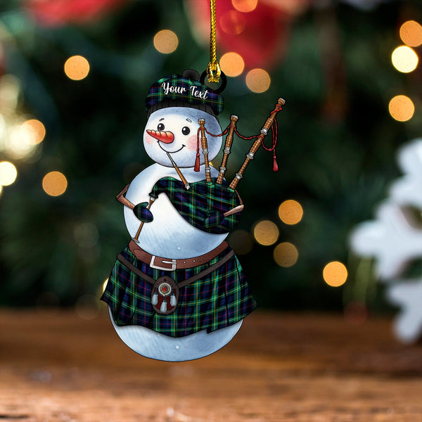 Farquharson Modern Clan Badge Tartan Wood Acrylic Ornament Snowman Bagpipe Personalized