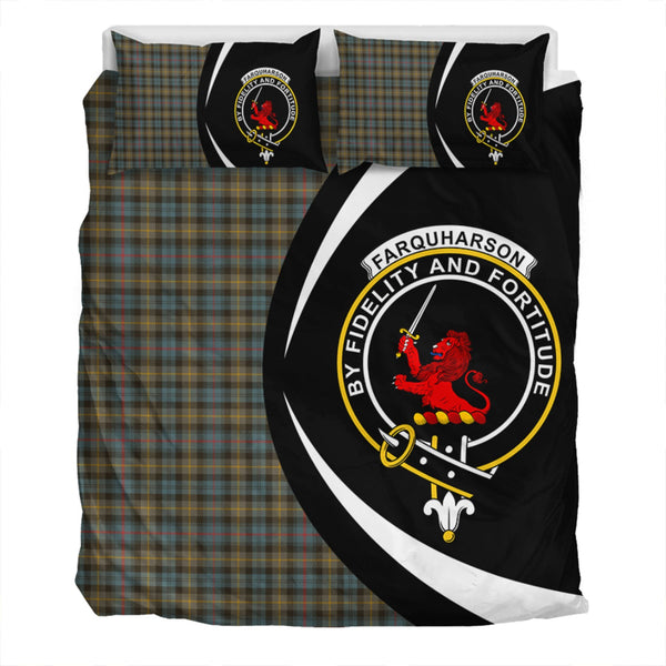 Farquharson Weathered Clan Badge Tartan Bedding Set Circle Style