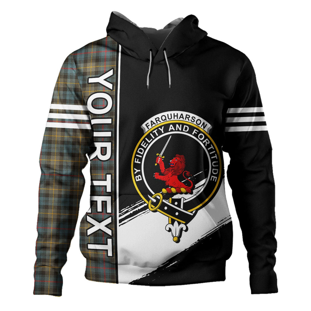 Farquharson Weathered Clan Badge Tartan Hoodie Quarter Style Personalized