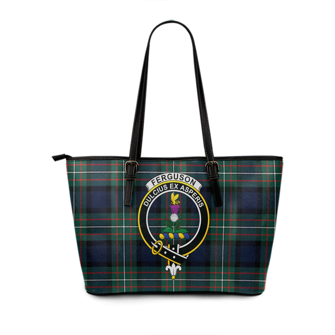 Ferguson Modern Clan Badge Tartan Leather Tote Bag