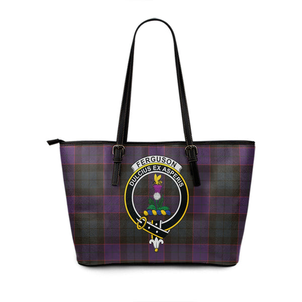 Ferguson of Balquhidder Weathered Clan Badge Tartan Leather Tote Bag