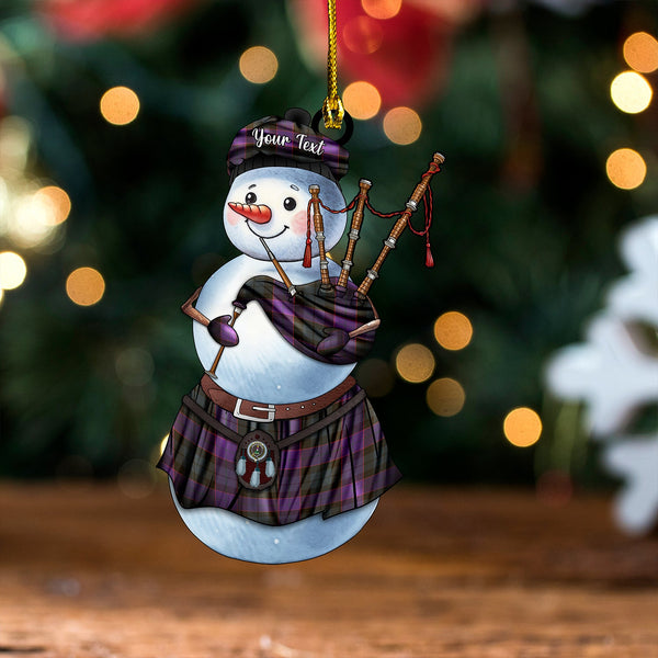 Ferguson of Balquhidder Weathered Clan Badge Tartan Wood Acrylic Ornament Snowman Bagpipe Personalized