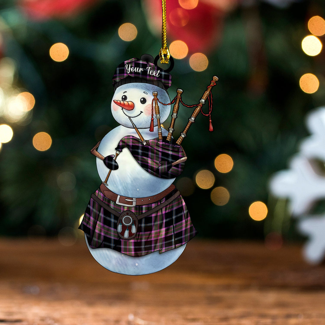 Fitzgerald Hunting Ancient Tartan Wood Acrylic Ornament Snowman Bagpipe Personalized