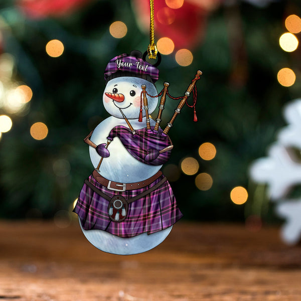 Fitzgerald Hunting Weathered Tartan Wood Acrylic Ornament Snowman Bagpipe Personalized