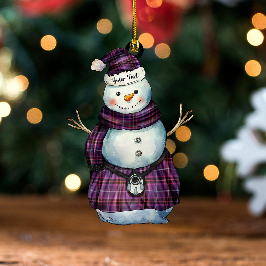 Fitzgerald Hunting Weathered Tartan Wood Acrylic Ornament Snowman Warrior Personalized